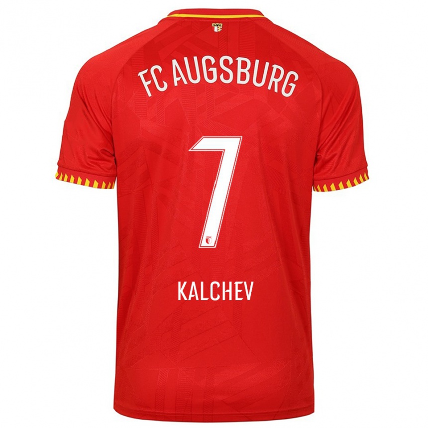 גברים כדורגל Nikola Kalchev #7 אדום צהוב הרחק ג'רזי 2025/26