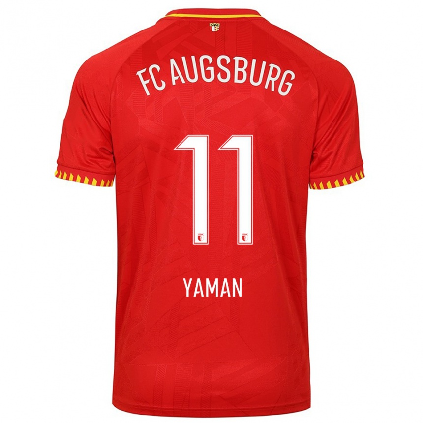גברים כדורגל Kerim Yaman #11 אדום צהוב הרחק ג'רזי 2025/26