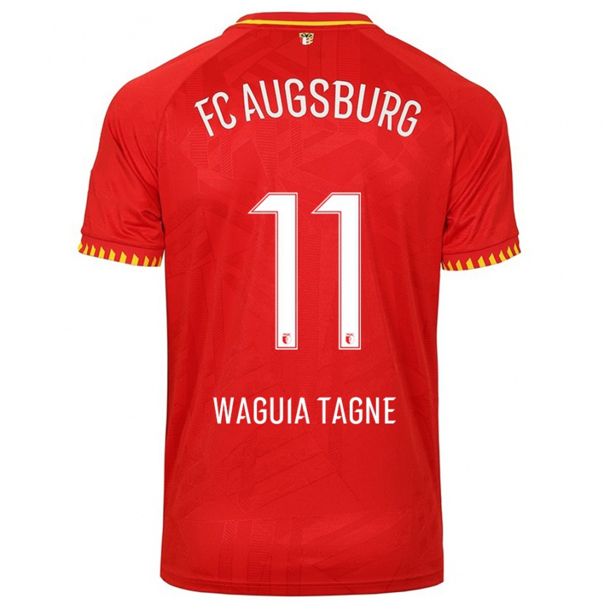 גברים כדורגל Evan Waguia Tagne #11 אדום צהוב הרחק ג'רזי 2025/26