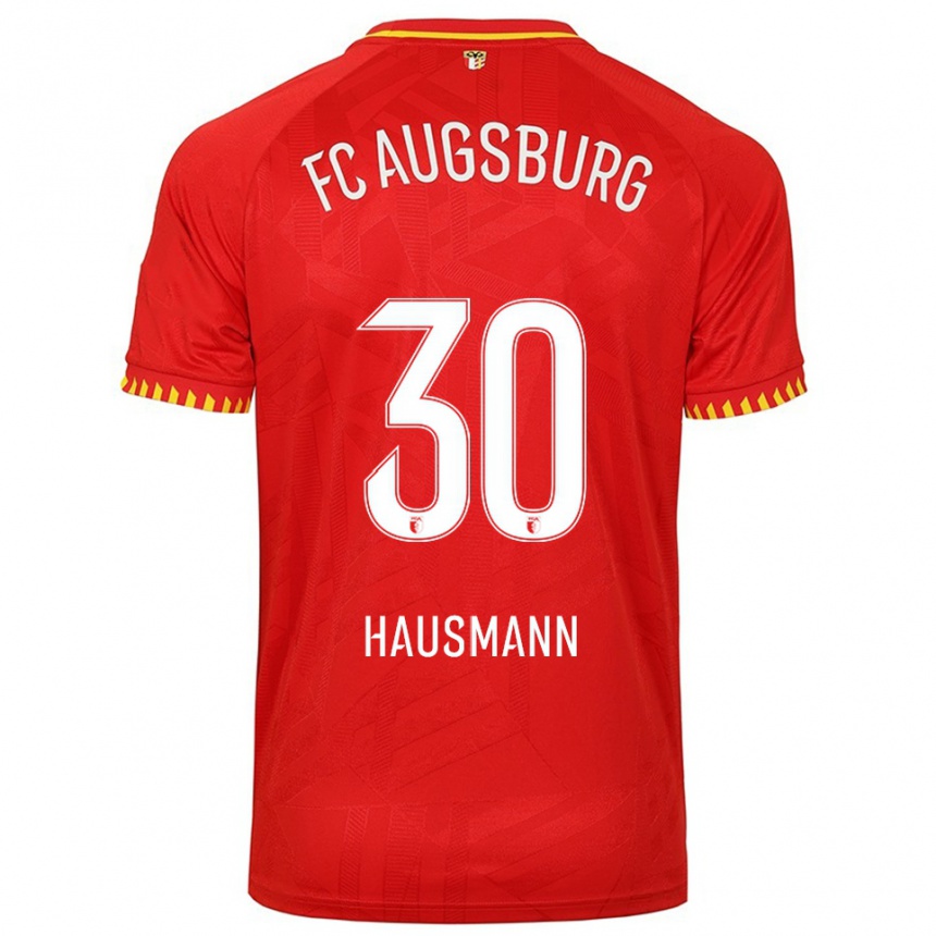 גברים כדורגל Daniel Hausmann #30 אדום צהוב הרחק ג'רזי 2025/26