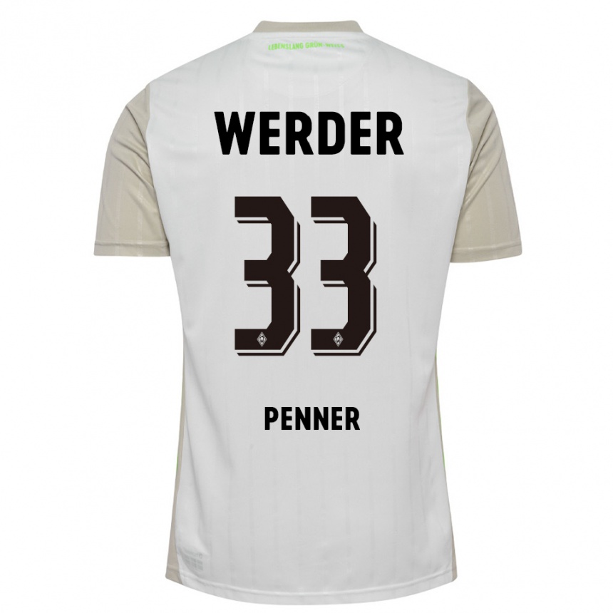 גברים כדורגל Maria Penner #33 לבן שחור הרחק ג'רזי 2025/26