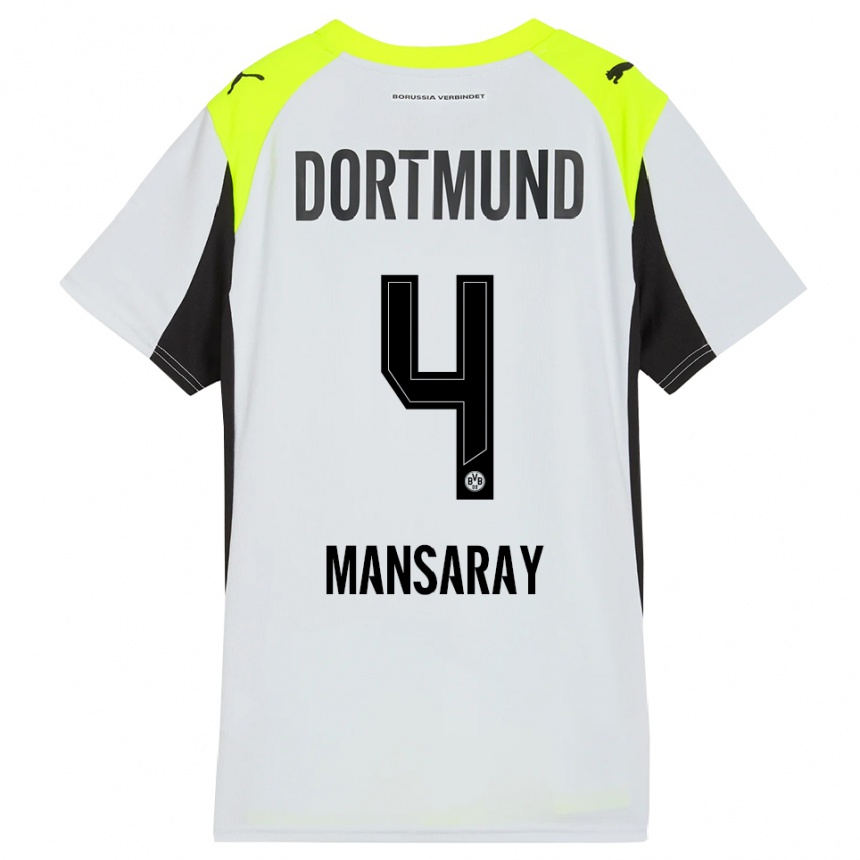 גברים כדורגל איסמאל אידריס מנסריי #4 צהוב פלואורסצנטי הרחק ג'רזי 2025/26