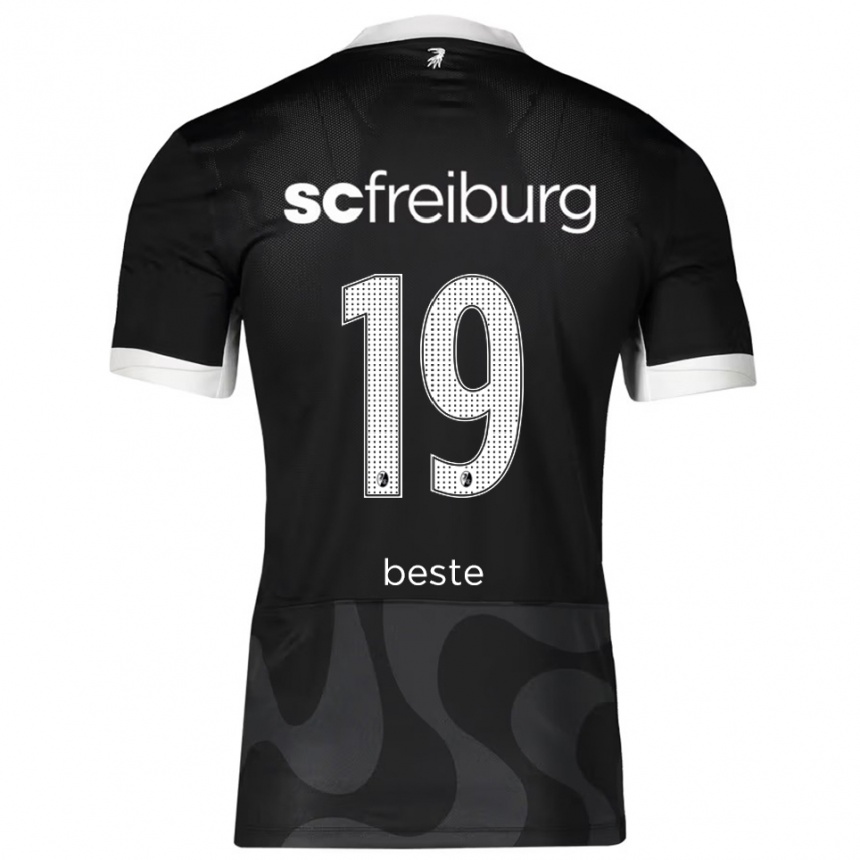 גברים כדורגל יאן-ניקלאס בסטה #19 שחור לבן הרחק ג'רזי 2025/26