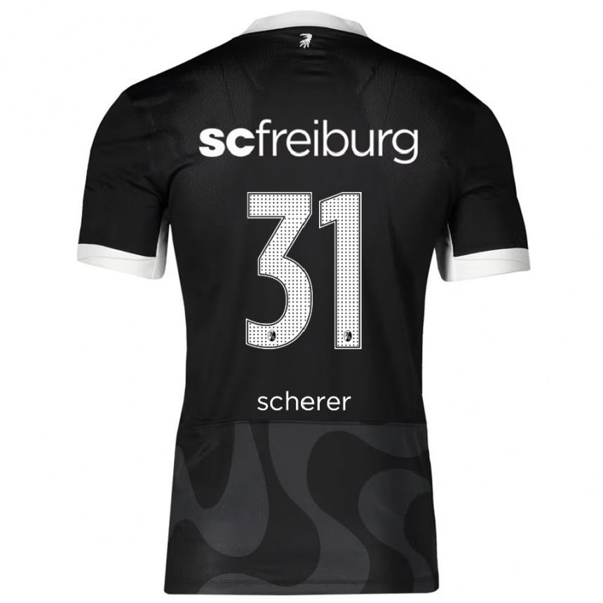 גברים כדורגל Nora Scherer #31 שחור לבן הרחק ג'רזי 2025/26