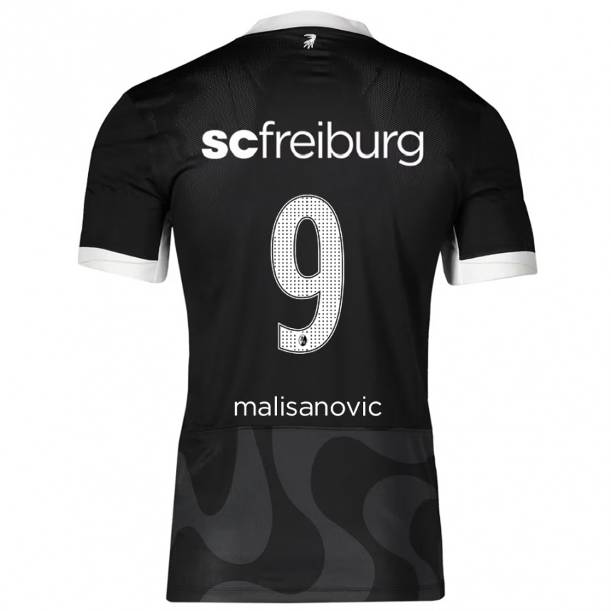 גברים כדורגל Darko Malisanovic #9 שחור לבן הרחק ג'רזי 2025/26