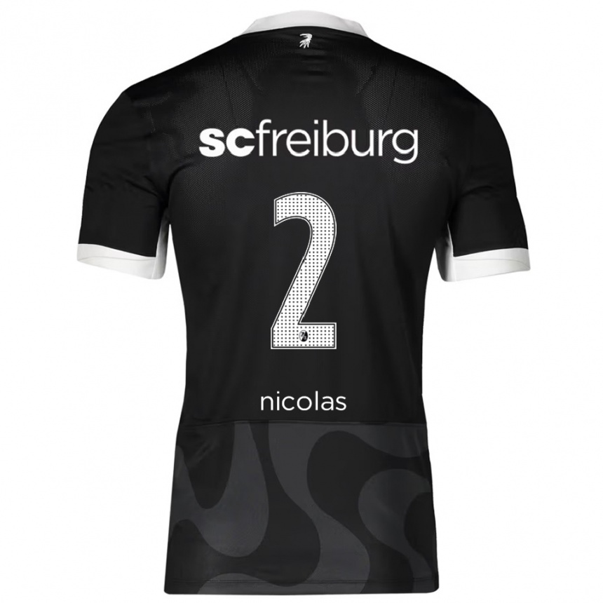 גברים כדורגל Nicolas Schnerring #2 שחור לבן הרחק ג'רזי 2025/26