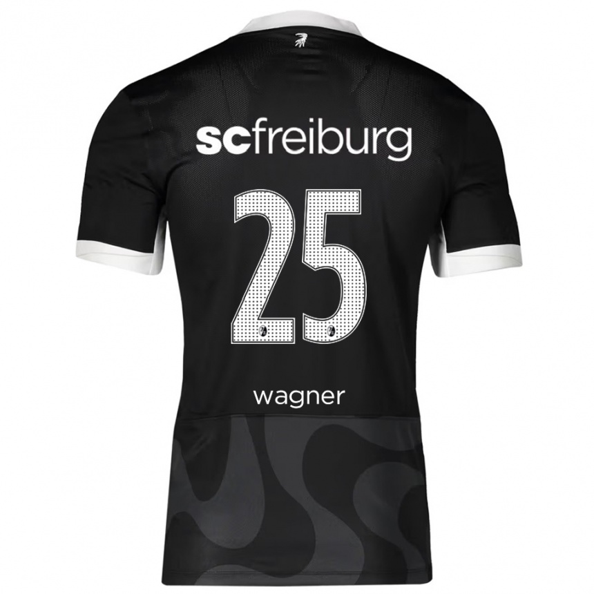 גברים כדורגל Noah Wagner #25 שחור לבן הרחק ג'רזי 2025/26