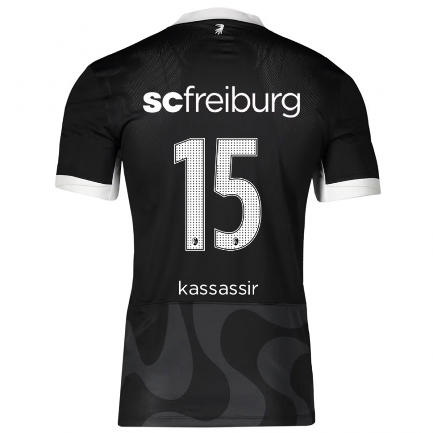 גברים כדורגל Malik Kassassir #15 שחור לבן הרחק ג'רזי 2025/26