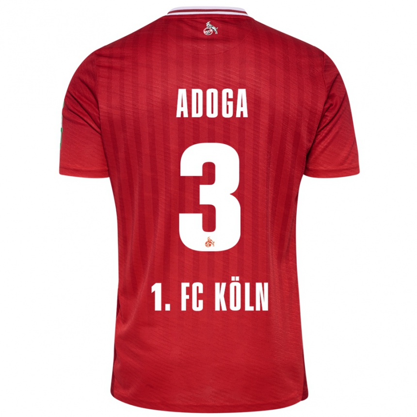 גברים כדורגל Brian Adoga #3 אדום לבן הרחק ג'רזי 2025/26