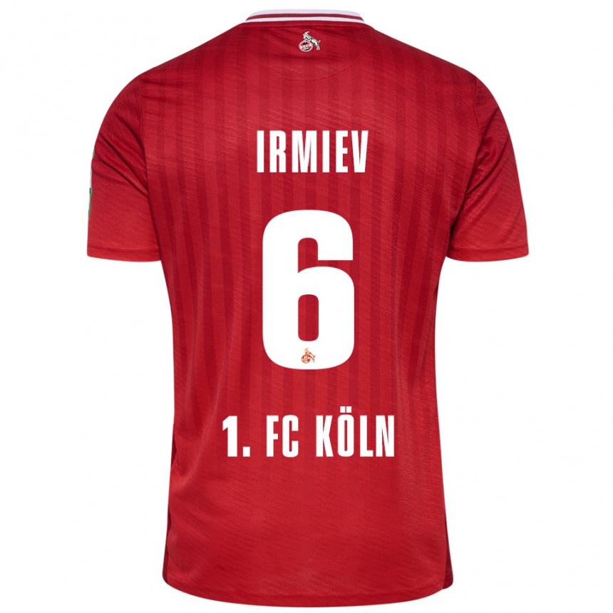 גברים כדורגל Kristiyan Irmiev #6 אדום לבן הרחק ג'רזי 2025/26