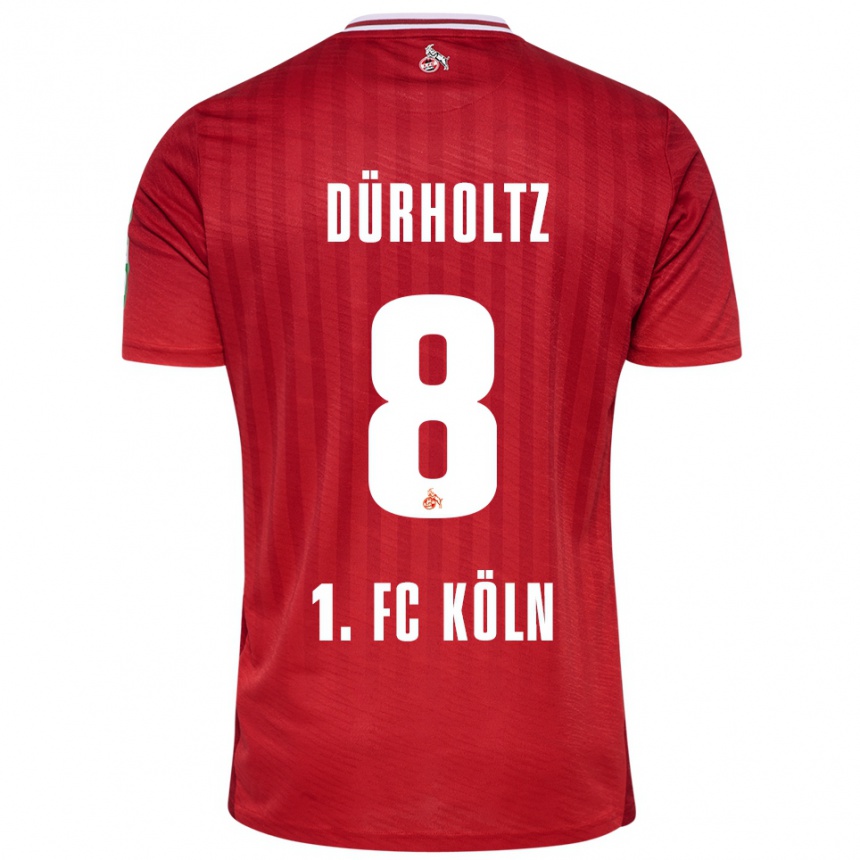 גברים כדורגל Luca Dürholtz #8 אדום לבן הרחק ג'רזי 2025/26