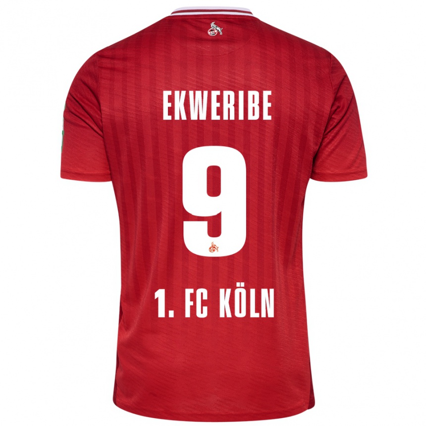 גברים כדורגל Kevin Ekweribe #9 אדום לבן הרחק ג'רזי 2025/26