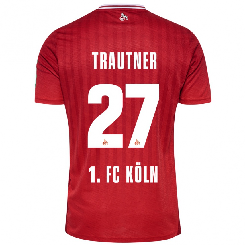 גברים כדורגל טוביאס טראוטנר #27 אדום לבן הרחק ג'רזי 2025/26