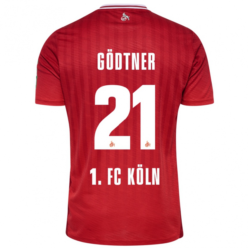 גברים כדורגל Matteo Gödtner #21 אדום לבן הרחק ג'רזי 2025/26
