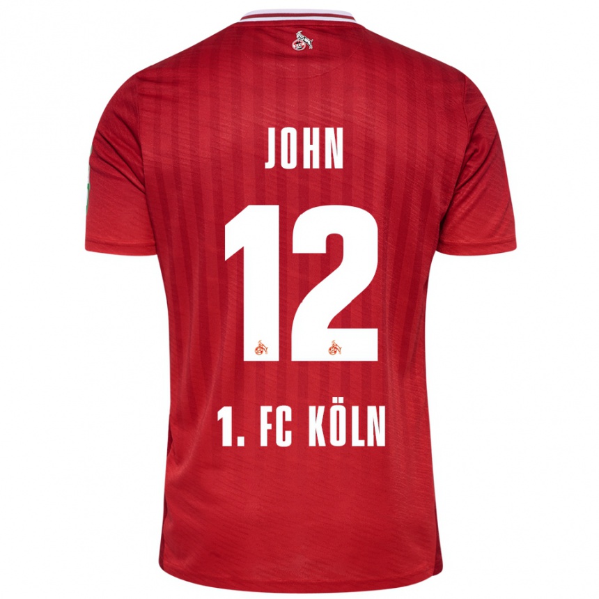 גברים כדורגל Neven John #12 אדום לבן הרחק ג'רזי 2025/26