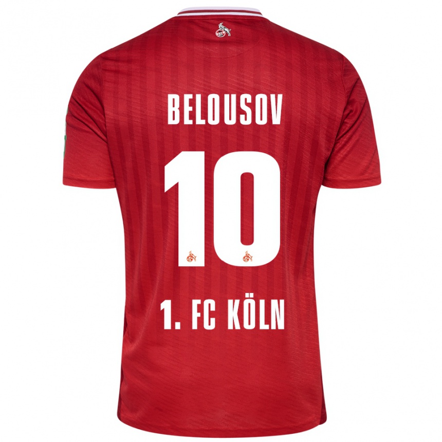 גברים כדורגל Artem Belousov #10 אדום לבן הרחק ג'רזי 2025/26