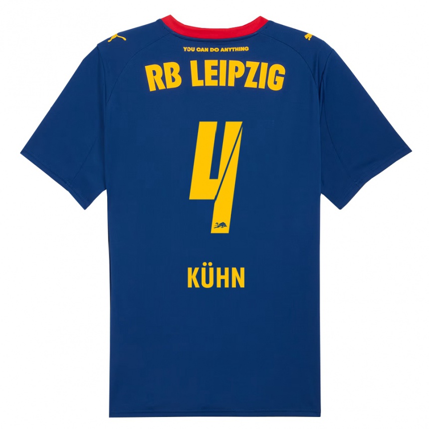 גברים כדורגל Janne Kühn #4 נייבי אדום הרחק ג'רזי 2025/26