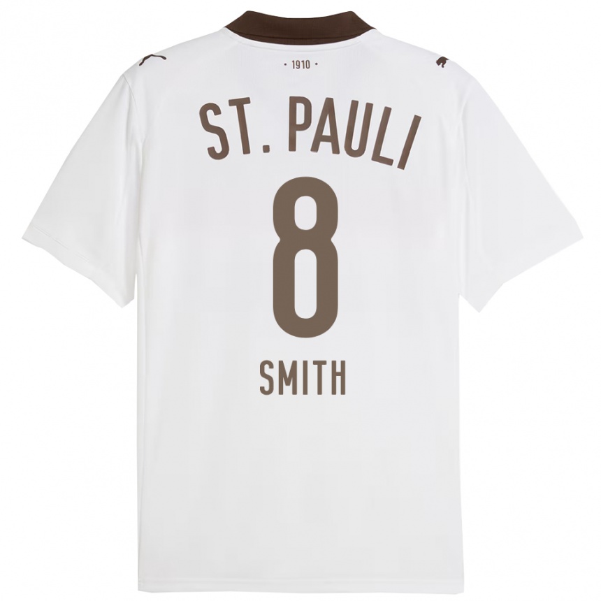 גברים כדורגל Eric Smith #8 לבן אדום הרחק ג'רזי 2025/26