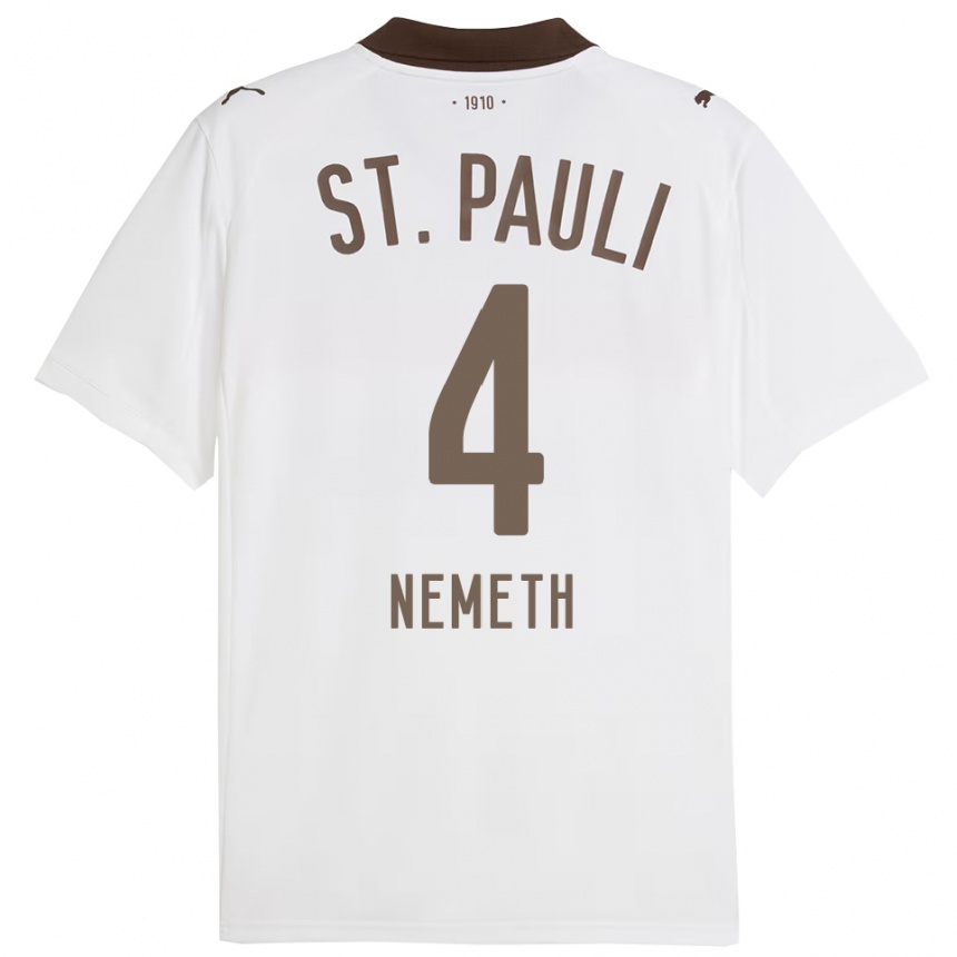 גברים כדורגל דוד נמט #4 לבן אדום הרחק ג'רזי 2025/26