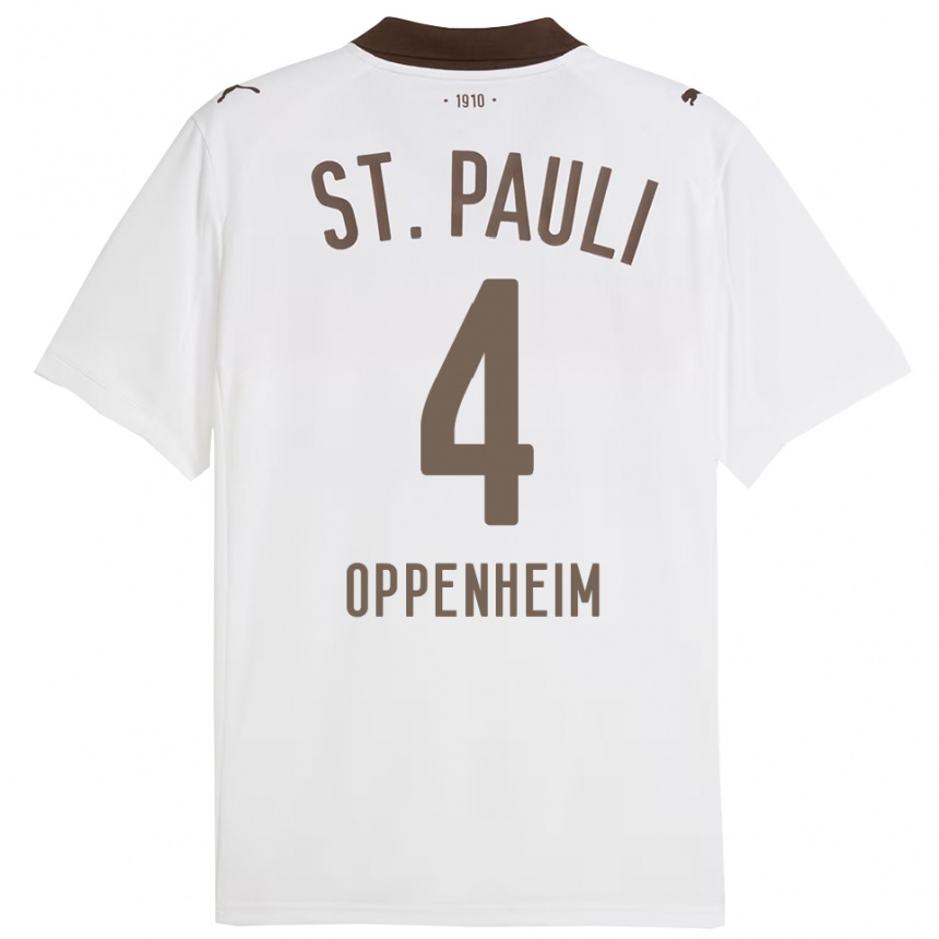 גברים כדורגל Merle Oppenheim #4 לבן אדום הרחק ג'רזי 2025/26