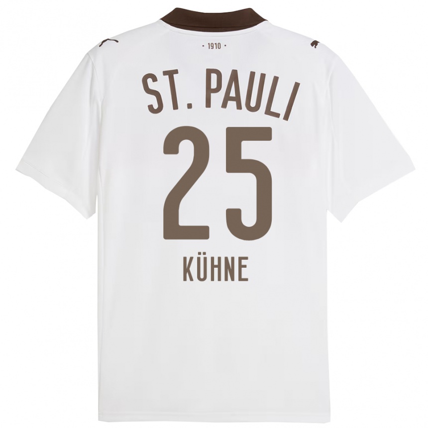גברים כדורגל Florian Kühne #25 לבן אדום הרחק ג'רזי 2025/26