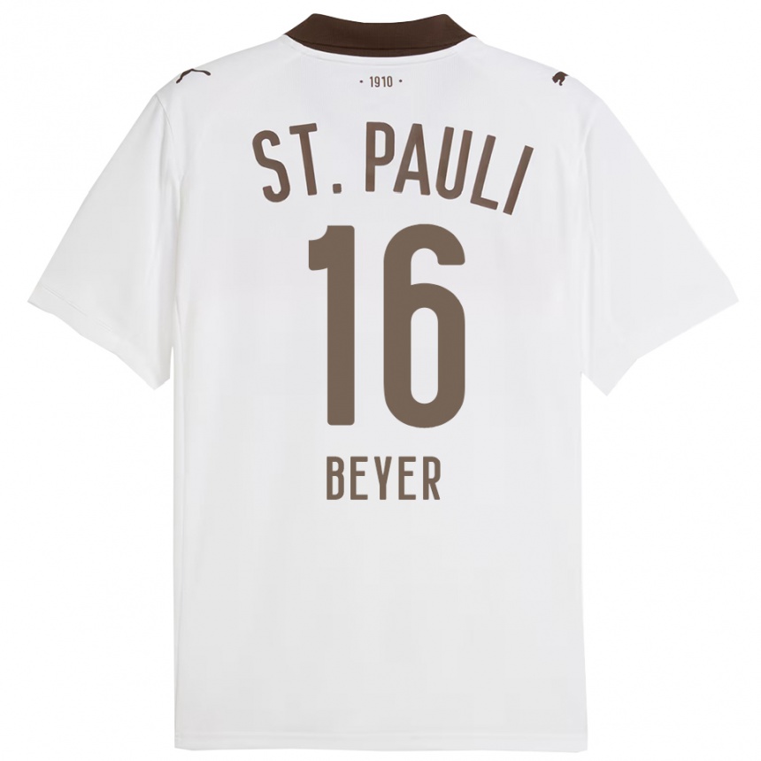גברים כדורגל Lasse Beyer #16 לבן אדום הרחק ג'רזי 2025/26