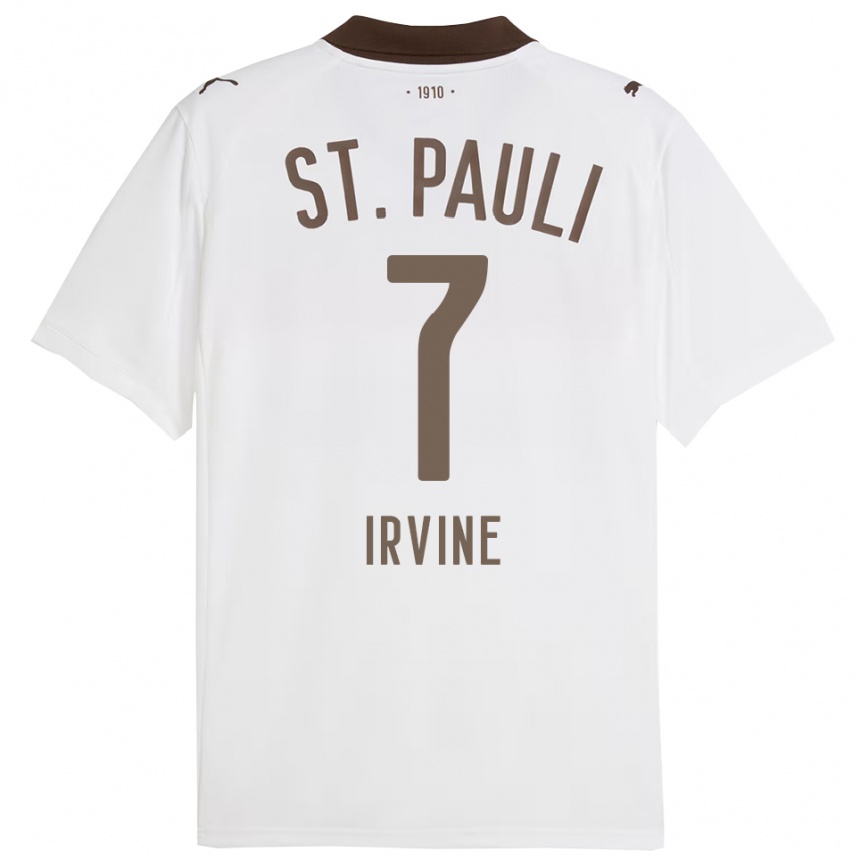 גברים כדורגל ג'קסון אירווין #7 לבן אדום הרחק ג'רזי 2025/26