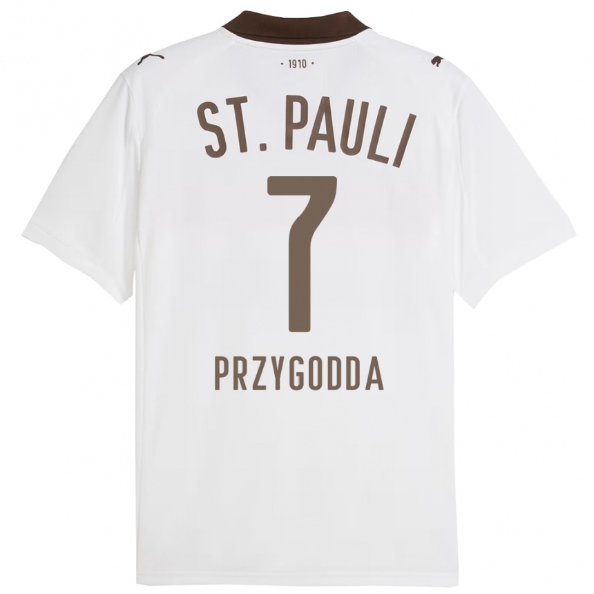 גברים כדורגל Claudio Fabrizio Gonzalez Przygodda #7 לבן אדום הרחק ג'רזי 2025/26