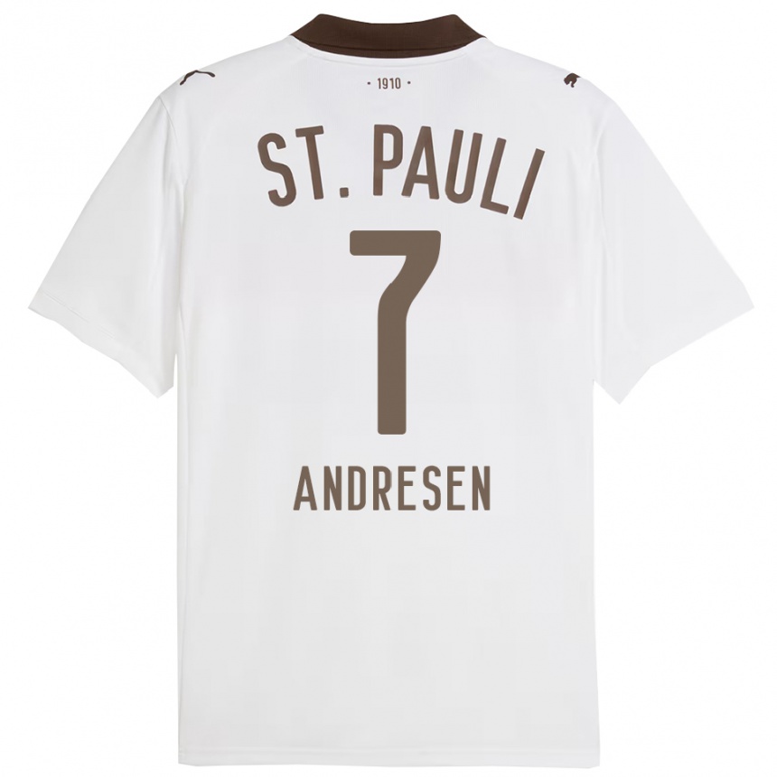 גברים כדורגל Jan Andresen #7 לבן אדום הרחק ג'רזי 2025/26