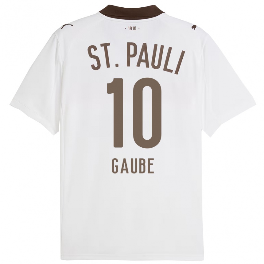 גברים כדורגל Bastian Gaube #10 לבן אדום הרחק ג'רזי 2025/26