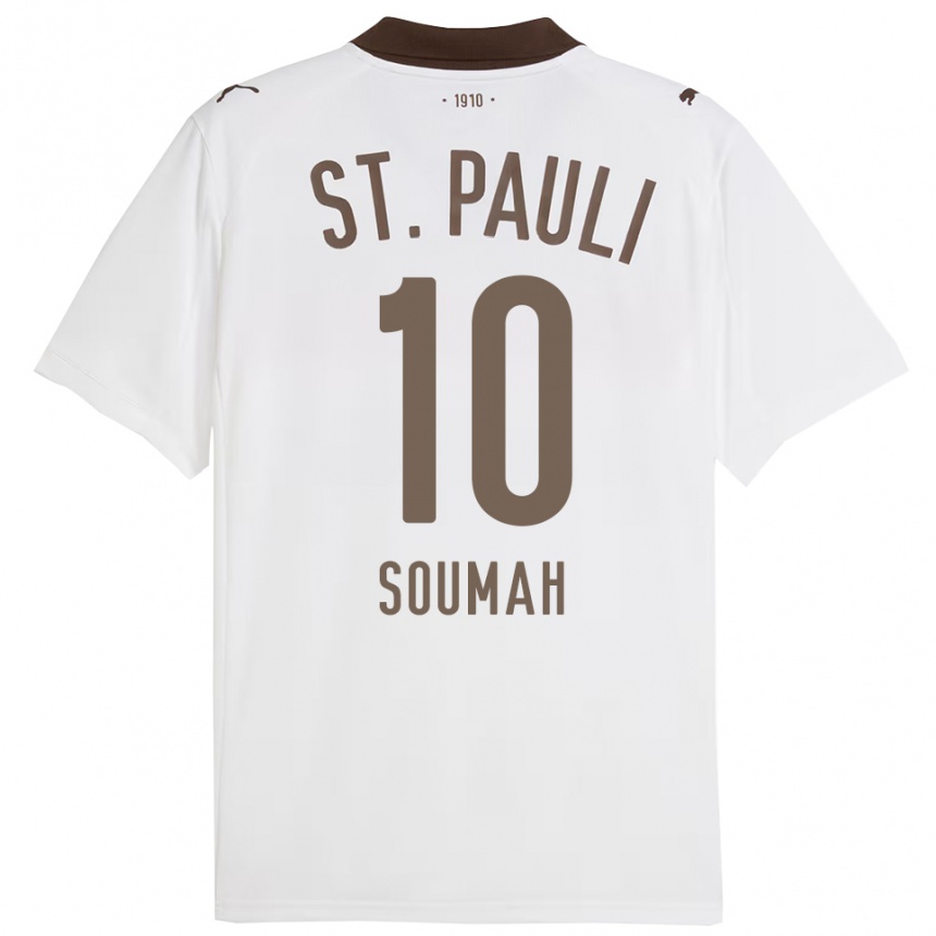 גברים כדורגל Bouba Soumah #10 לבן אדום הרחק ג'רזי 2025/26