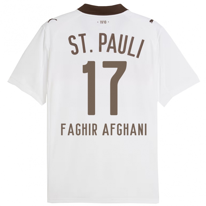 גברים כדורגל Younan Faghir Afghani #17 לבן אדום הרחק ג'רזי 2025/26