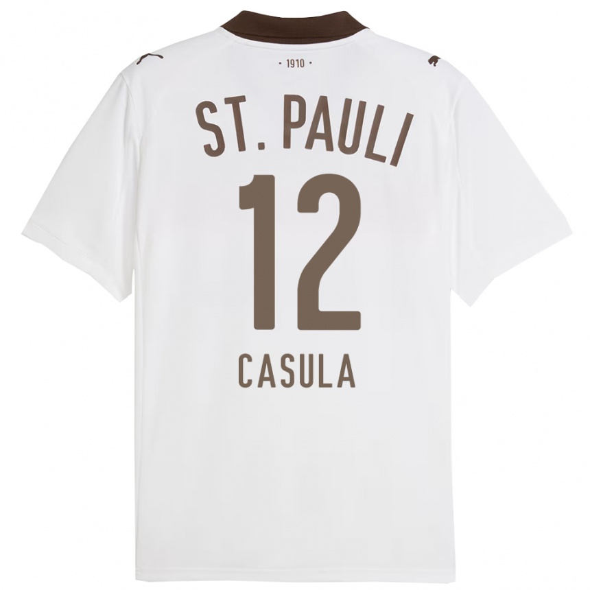 גברים כדורגל David Casula #12 לבן אדום הרחק ג'רזי 2025/26