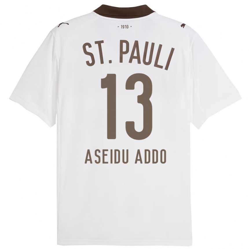 גברים כדורגל Joel Aseidu Addo #13 לבן אדום הרחק ג'רזי 2025/26