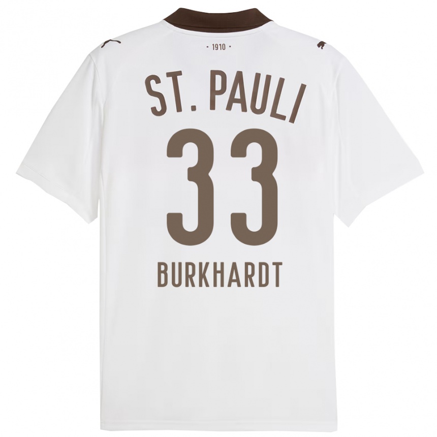 גברים כדורגל Jannik Burkhardt #33 לבן אדום הרחק ג'רזי 2025/26