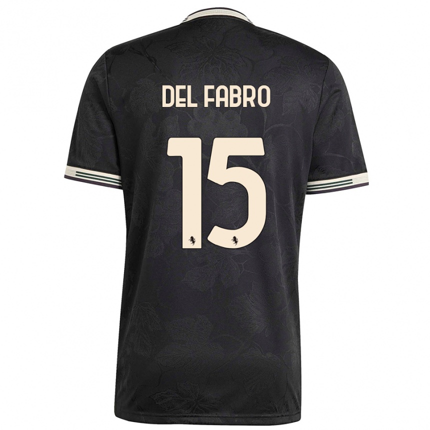 גברים כדורגל ג'קופו דל פאברו #15 שחור לבן ירוק ג'רזי קיט שלישי 2025/26