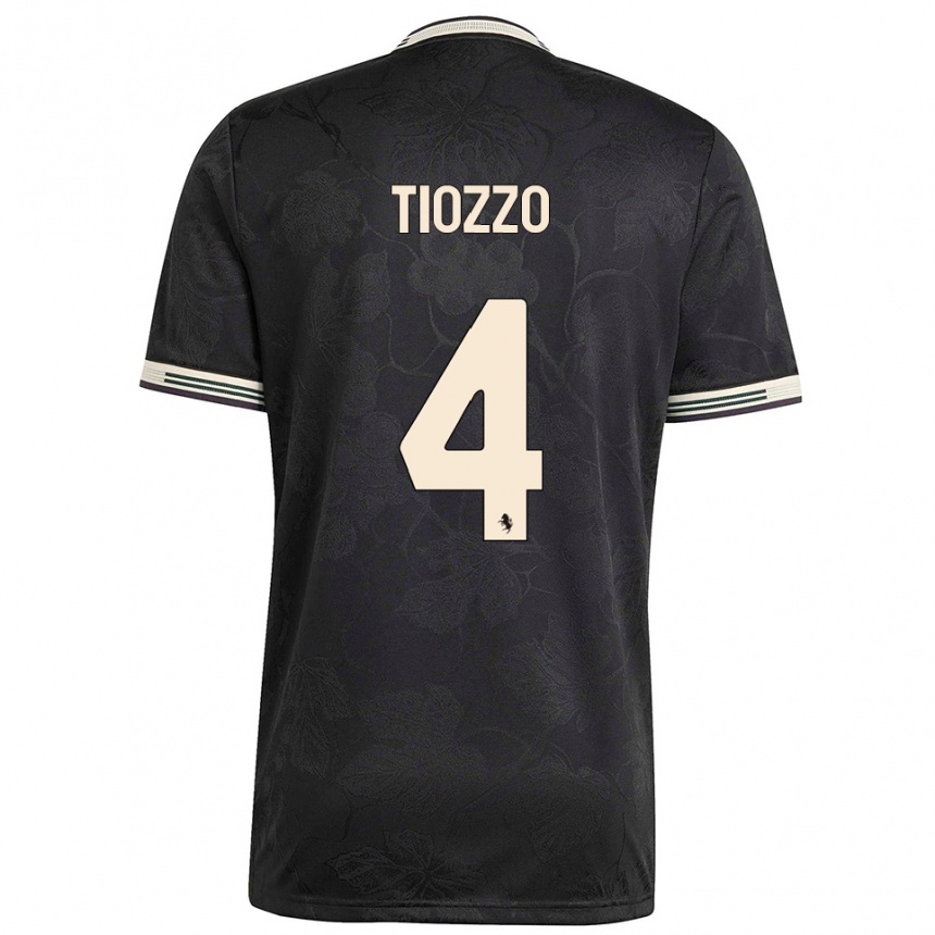 גברים כדורגל Marco Tiozzo #4 שחור לבן ירוק ג'רזי קיט שלישי 2025/26