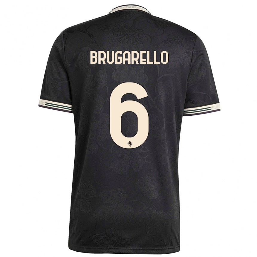 גברים כדורגל Mattia Brugarello #6 שחור לבן ירוק ג'רזי קיט שלישי 2025/26