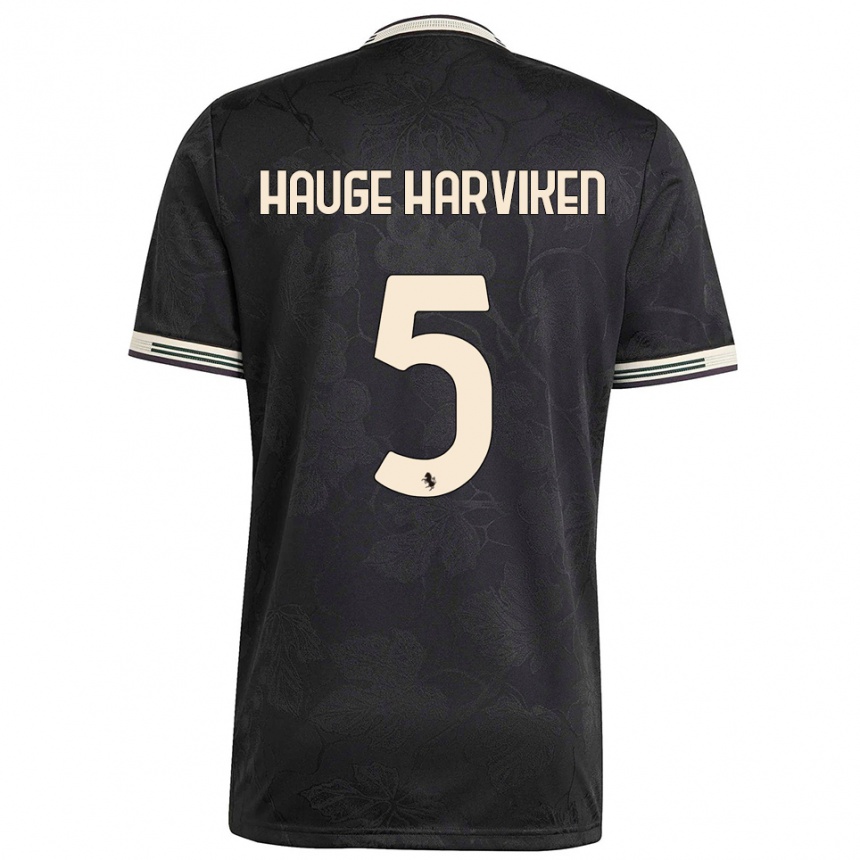 גברים כדורגל Mathilde Hauge Harviken #5 שחור לבן ירוק ג'רזי קיט שלישי 2025/26