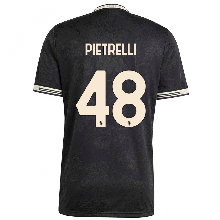 גברים כדורגל אלסנדרו פיטרלי #48 שחור לבן ירוק ג'רזי קיט שלישי 2025/26
