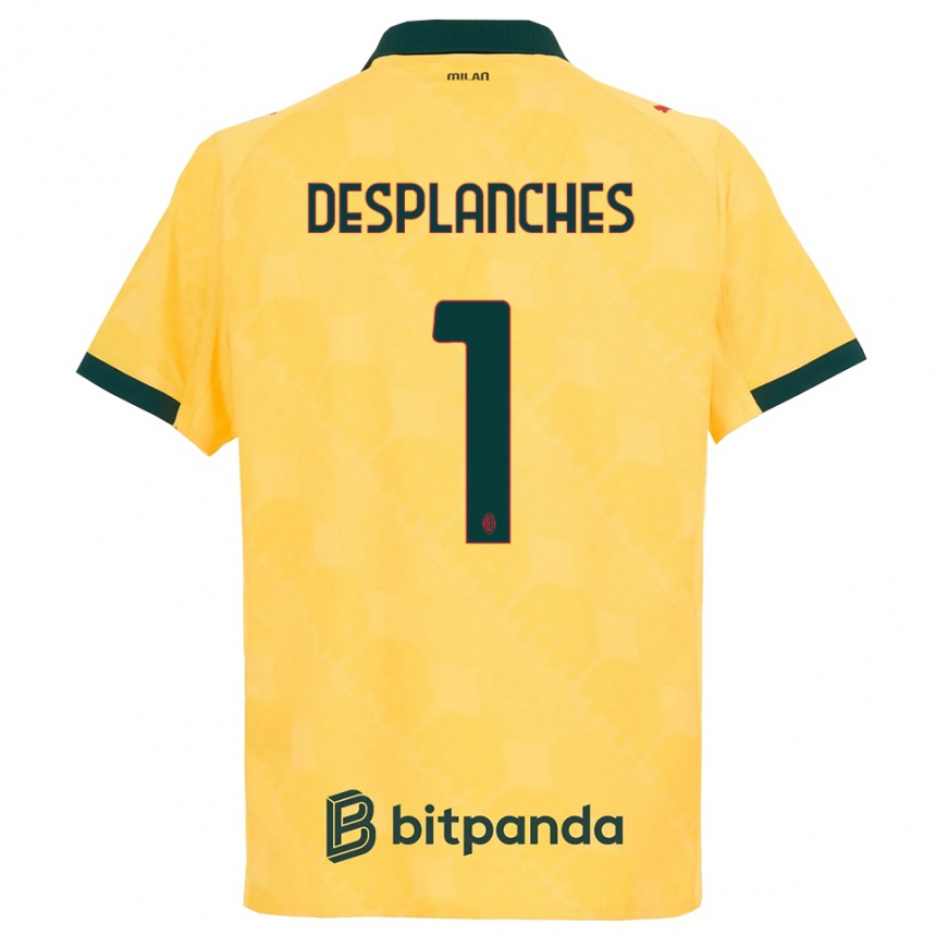 גברים כדורגל סבסטיאנו דפלאנש #1 צהוב שחור ג'רזי קיט שלישי 2025/26