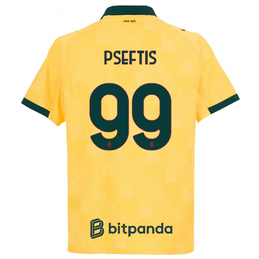 גברים כדורגל Fotios Pseftis #99 צהוב שחור ג'רזי קיט שלישי 2025/26