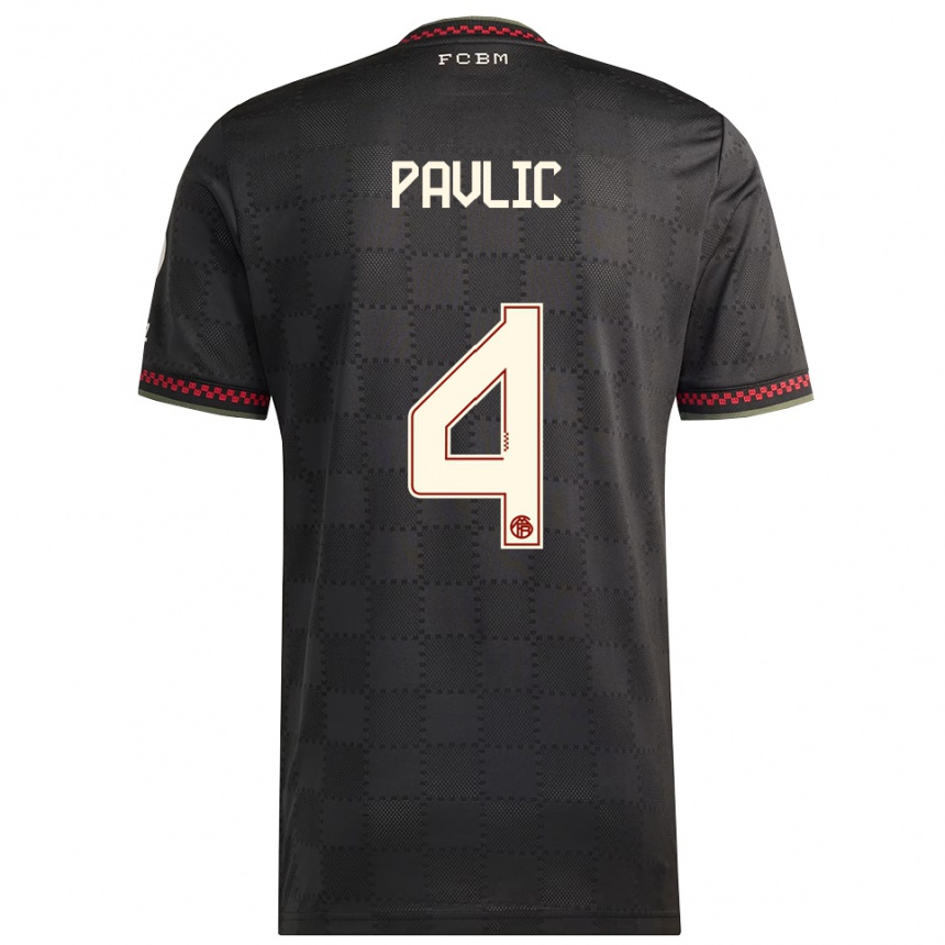 גברים כדורגל Raphael Pavlic #4 שחור לבן ג'רזי קיט שלישי 2025/26