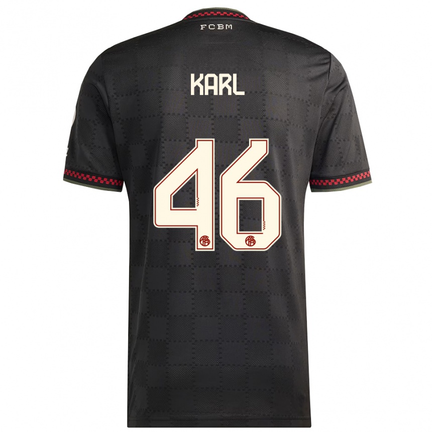 גברים כדורגל Lennart Karl #46 שחור לבן ג'רזי קיט שלישי 2025/26