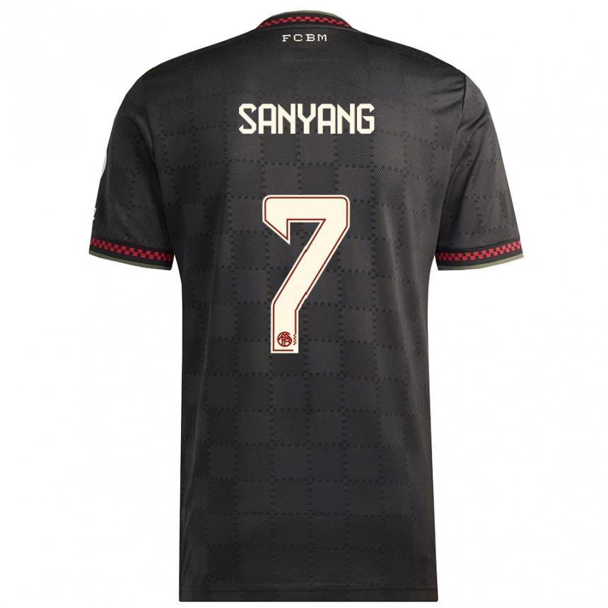 גברים כדורגל Mamin Sanyang #7 שחור לבן ג'רזי קיט שלישי 2025/26