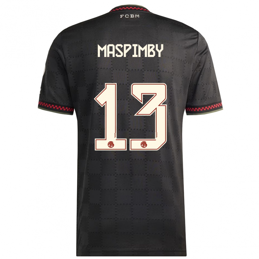 גברים כדורגל Thibault Maspimby #13 שחור לבן ג'רזי קיט שלישי 2025/26