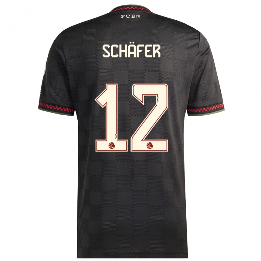 גברים כדורגל Luis Schäfer #12 שחור לבן ג'רזי קיט שלישי 2025/26