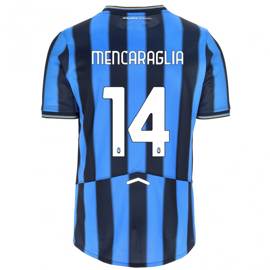 נשים כדורגל Filippo Mencaraglia #14 תכלת שחור ג'רזי ביתית 2025/26