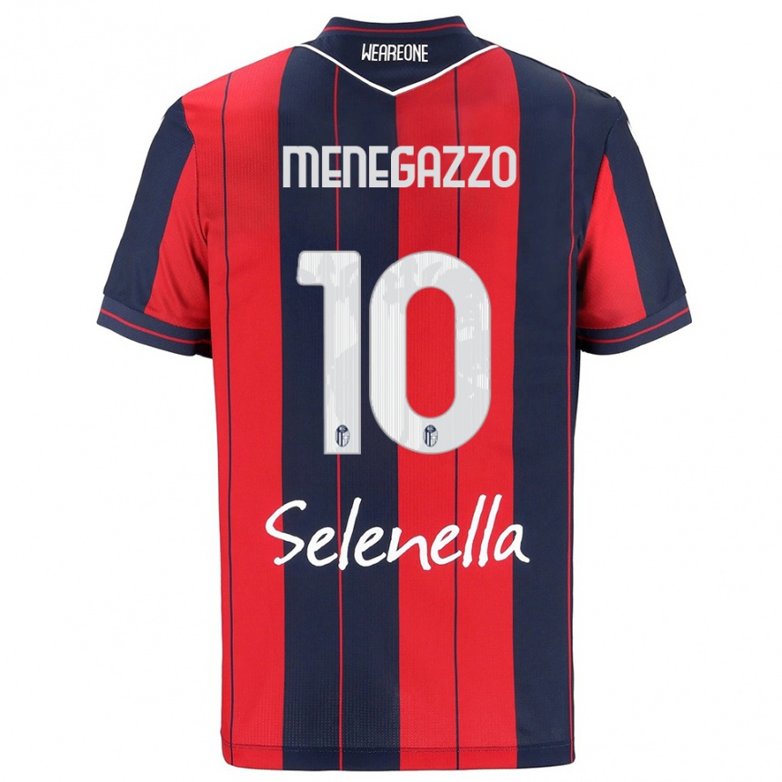 נשים כדורגל Lorenzo Menegazzo #10 אדום נייבי ג'רזי ביתית 2025/26 נשים כדורגל Lorenzo Menegazzo #10 אדום נייבי ג'רזי ביתית 2025/26