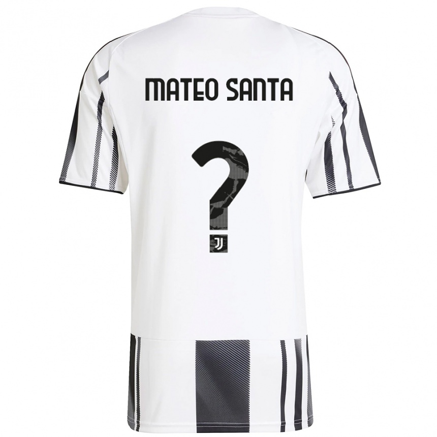 נשים כדורגל Mateo Santa Maria #0 לבן שחור ג'רזי ביתית 2025/26